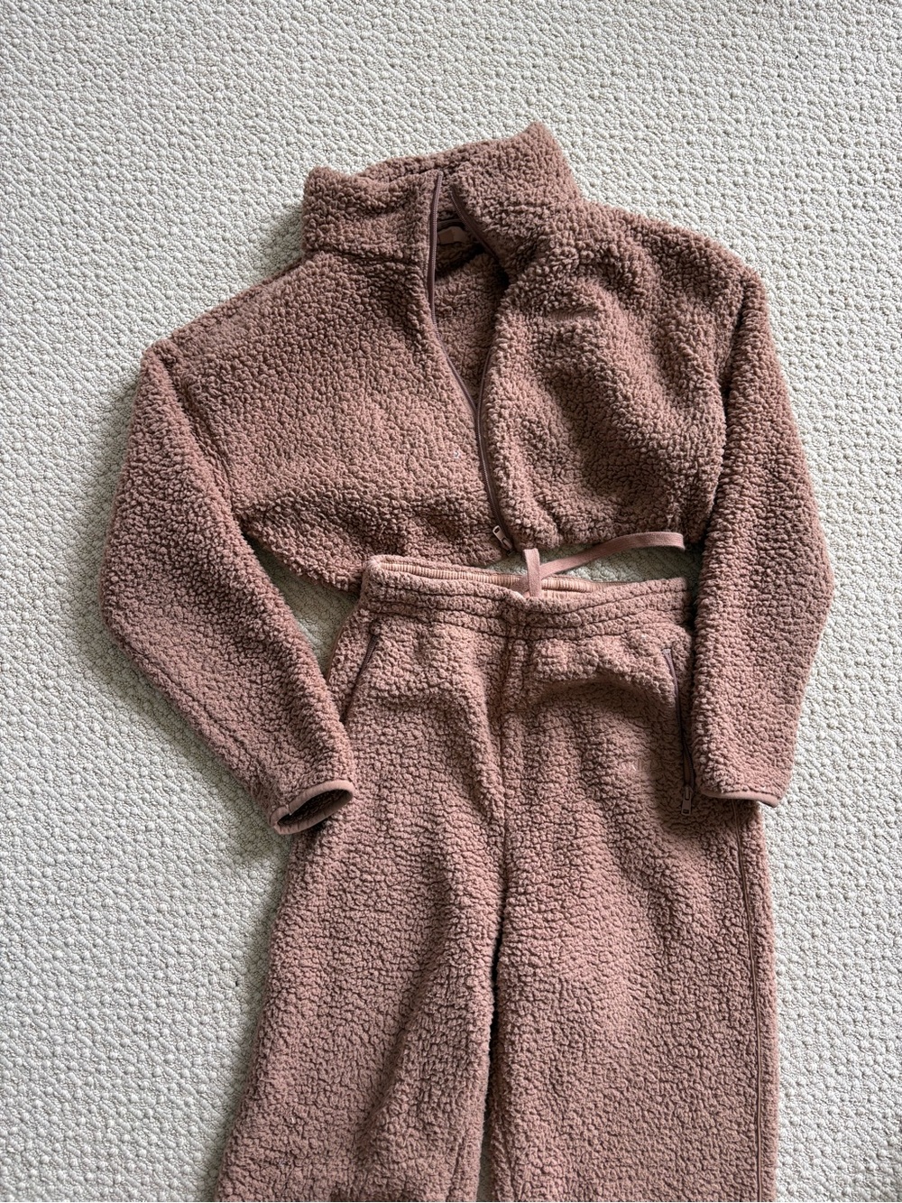 Skims Cozy Cropped Teddy Zip Jacket & High-Waist Pants Set